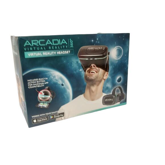 Arcadia Virtual Reality Headset Black 360 VR V1-0917 Works with Smartphone New - Picture 1 of 10